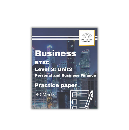 BTEC Business level 3: Unit 3 Practice paper and mark scheme