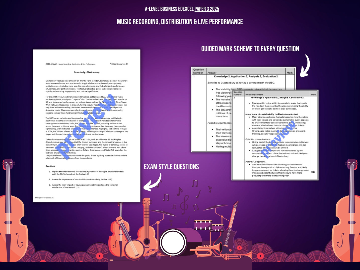 Glastonbury Music Recording Case Study: A-Level Business Edexcel Paper 3 2025