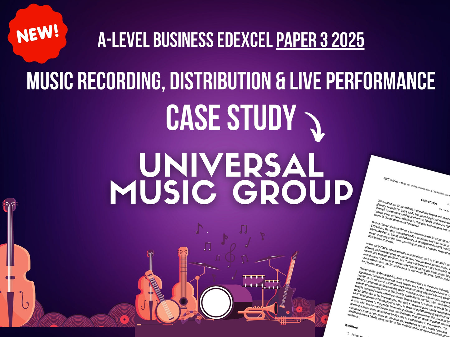 UMG Music Recording Case Study: Edexcel Paper 3 2025 A-Level Business