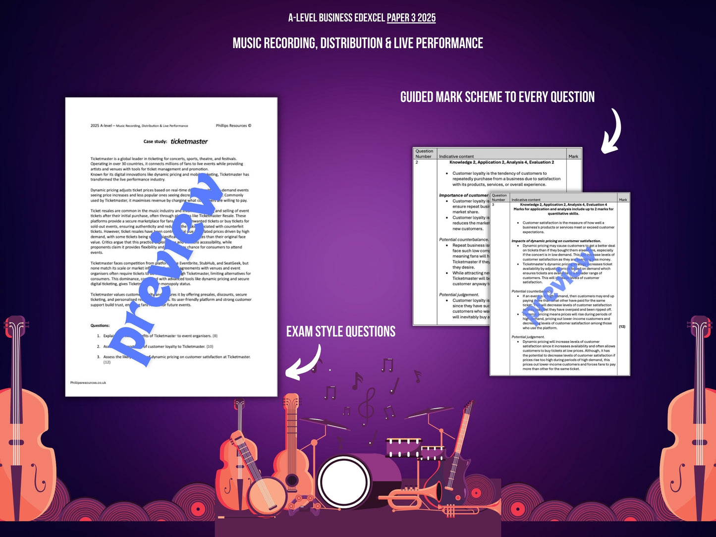 Ticketmaster MUSIC RECORDING CASE STUDY: Edexcel Paper 3 2025 A-Level Business