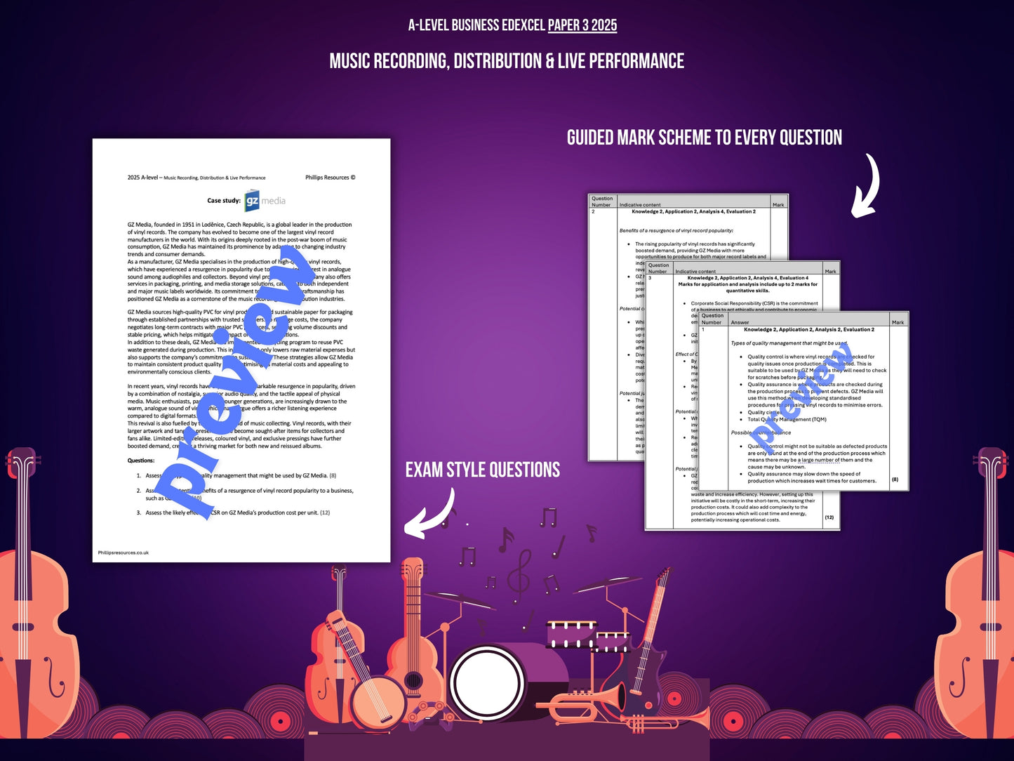 GZ Media Music Recording Case Study: A-Level Business Edexcel Paper 3 2025