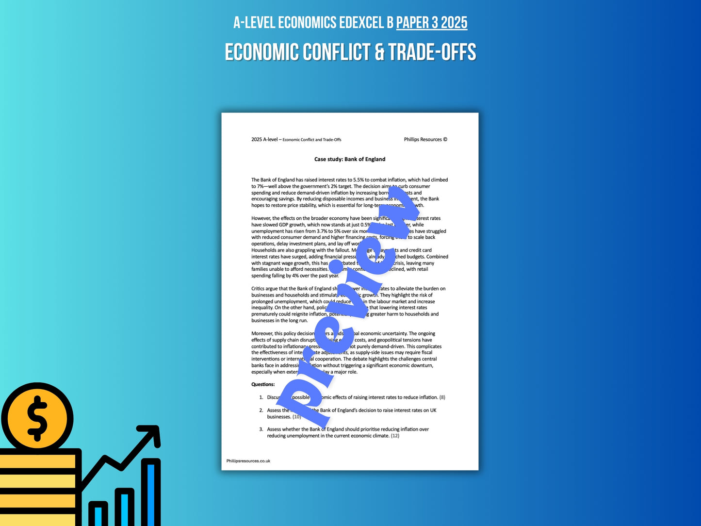 Bank of England ECONOMIC CONFLICT CASE STUDY: A-Level Economics Edexcel B Paper 3 2025