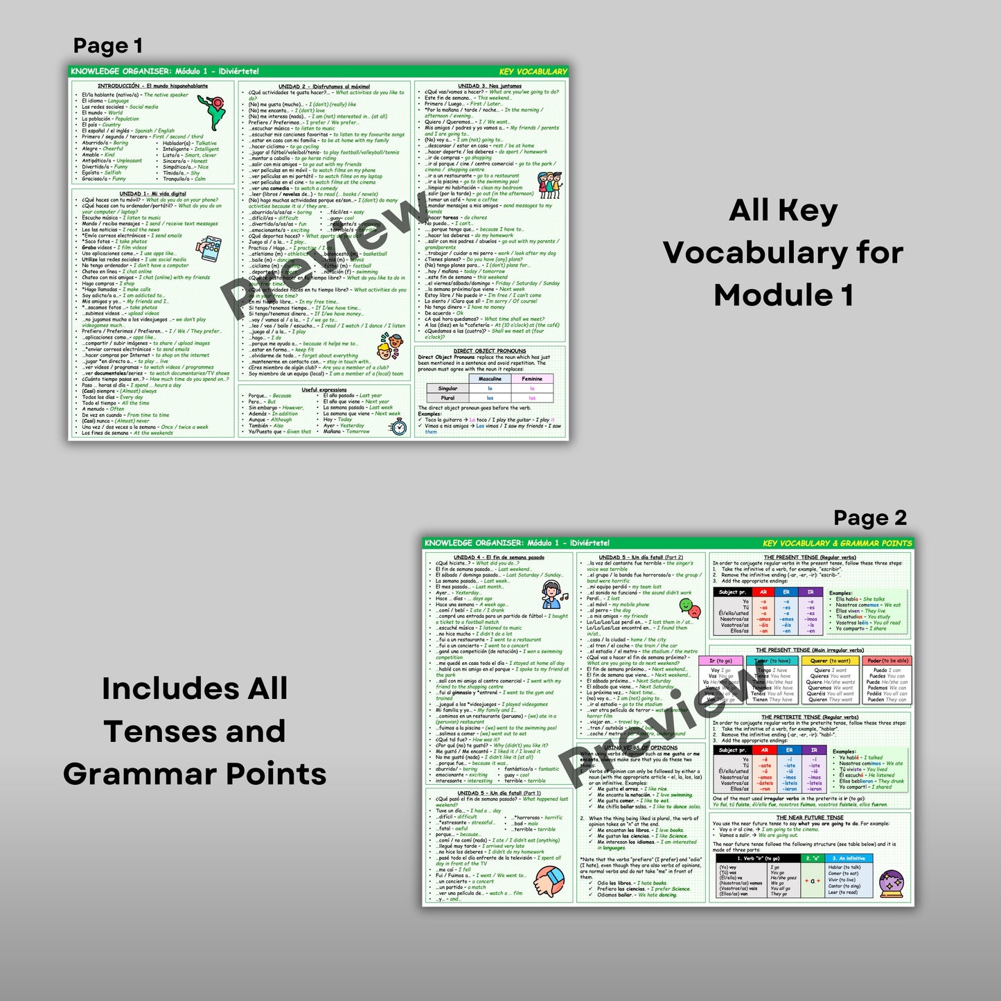 GCSE Spanish Edexcel Module 1 ¡Diviértete: Knowledge Organiser