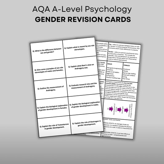 AQA A-Level Psychology Gender Revision Cards