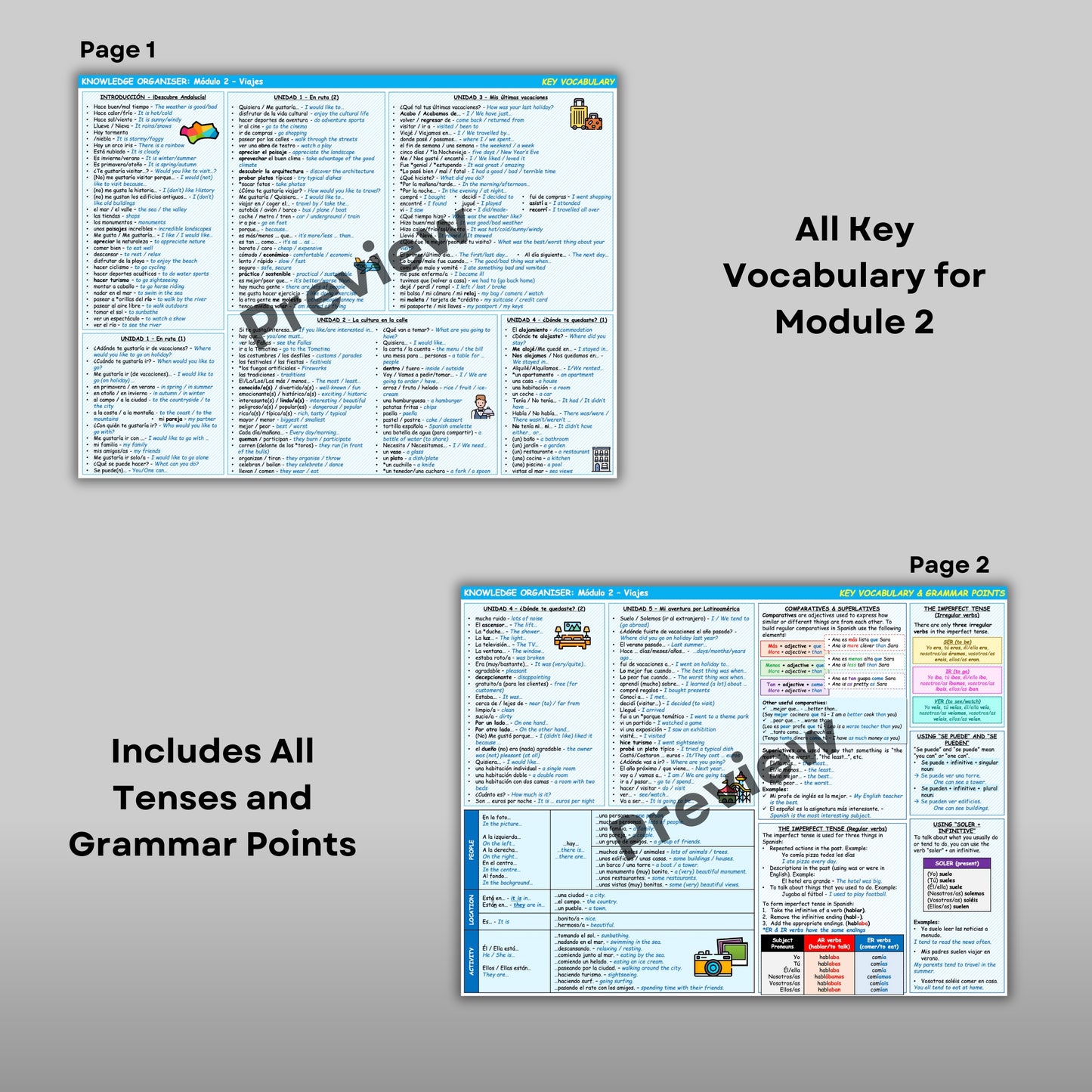 GCSE Spanish Edexcel Module 2 Viajes: Knowledge Organiser