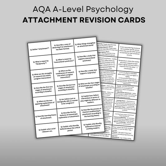 AQA A-Level Psychology Attachment Revision Cards