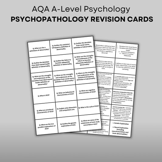 AQA A-Level Psychology Psychopathology Revision Cards