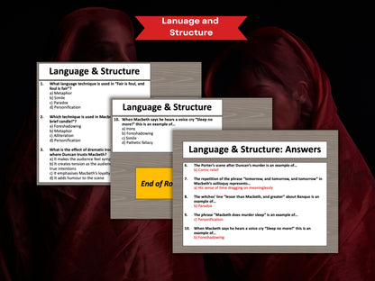 Macbeth 50 Question Quiz: 5 Sections + Answers