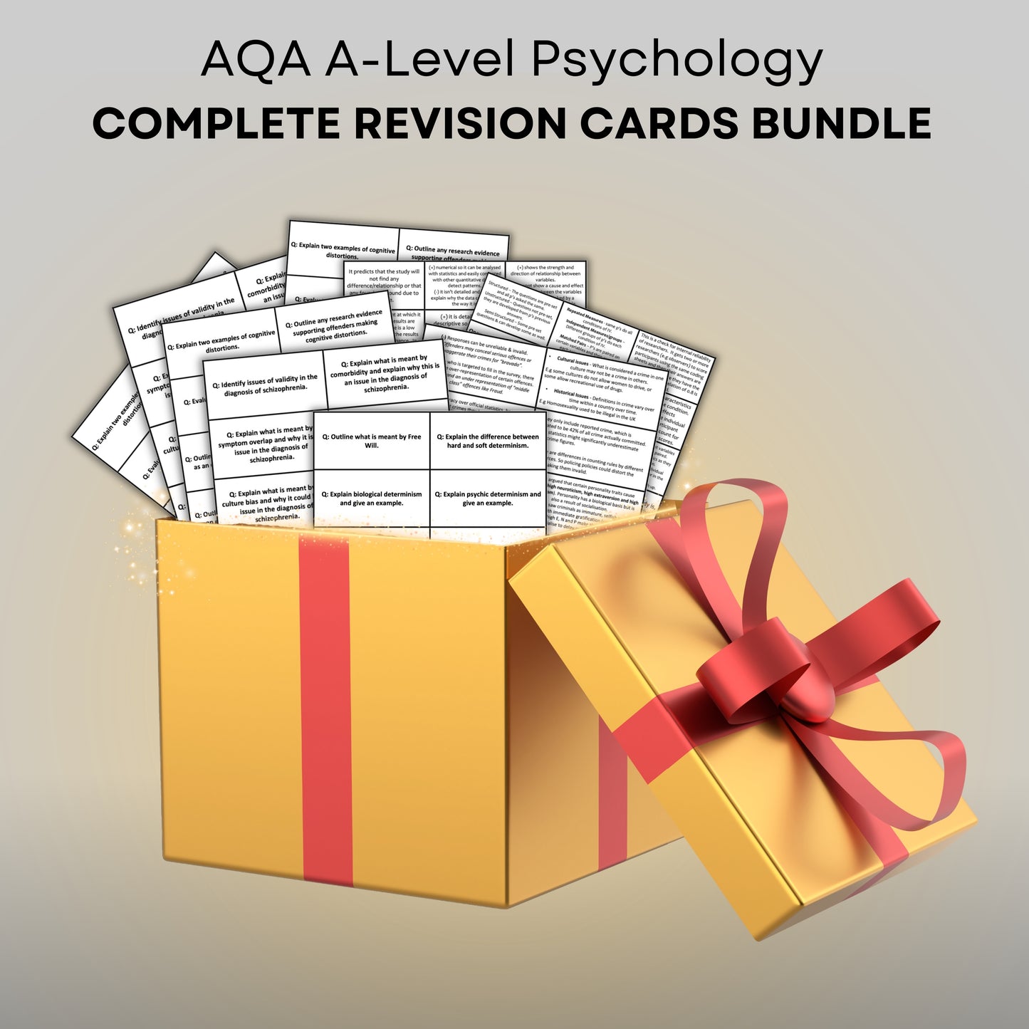 AQA A-level Psychology Complete Revision Cards Bundle