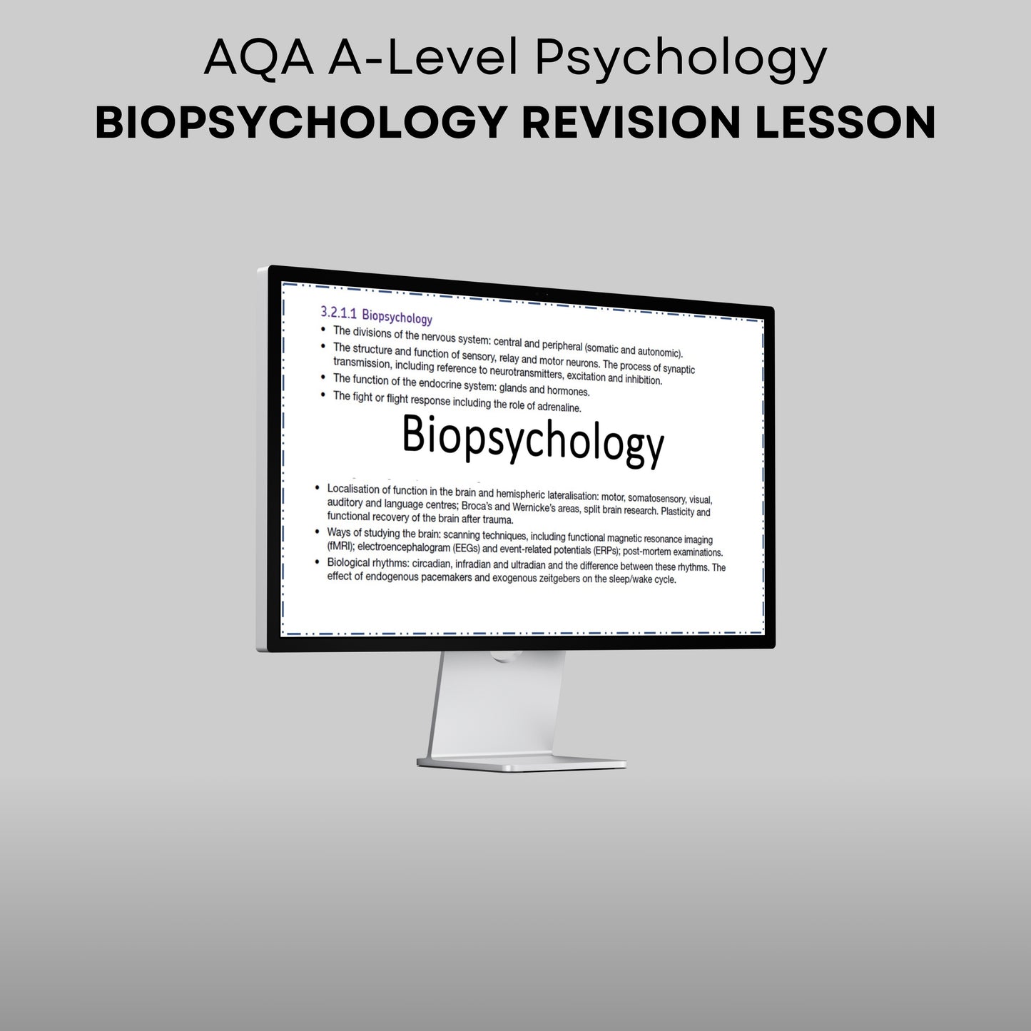 AQA A-Level Psychology Biopsychology Revision Lesson