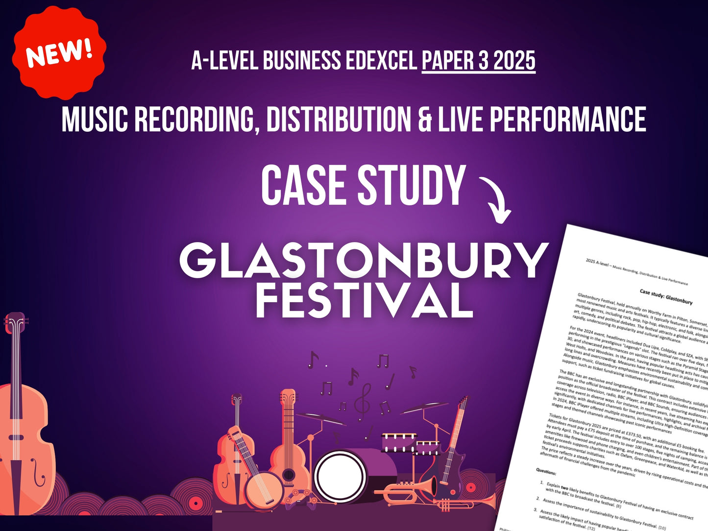 Glastonbury Music Recording Case Study: Edexcel Paper 3 2025 A-Level Business