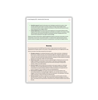 Mount Etna Hazardous Earth Case Study A-Level Geography OCR