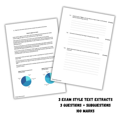 A-Level Business AQA Exam Style Practice Papers (paper 1, 2, and 3)