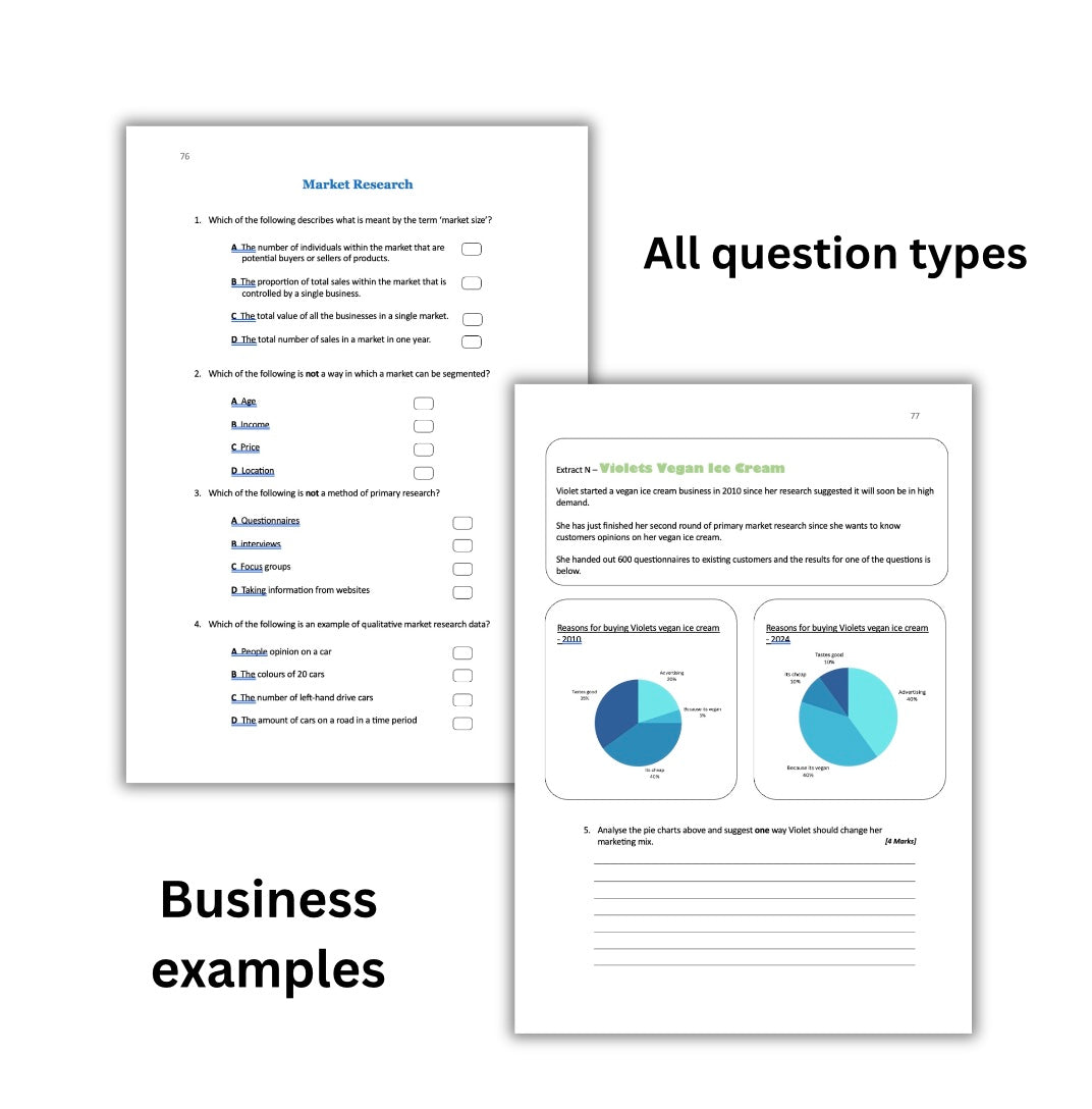 GCSE AQA Business Revision Workbook: Practice questions & Answers