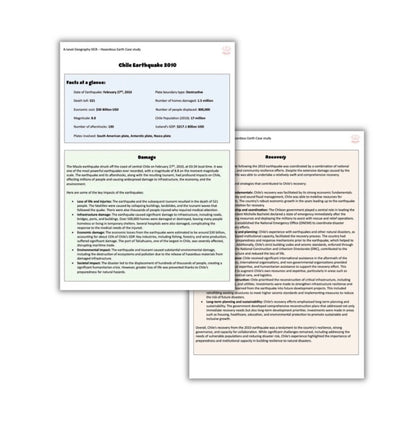 Chile Hazardous Earth Case Study A-Level Geography OCR