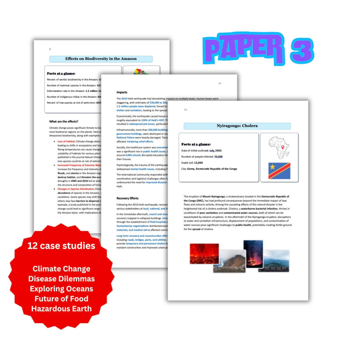 A-Level Geography OCR FULL Case Studies bundle